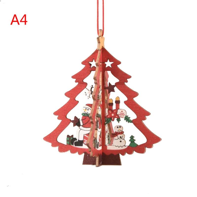 

Christmas Wooden Hollow Christmas Tree Snowflake Ornament 3D Christmas Bell Pentagram Ornament Home Holiday Party Decoration