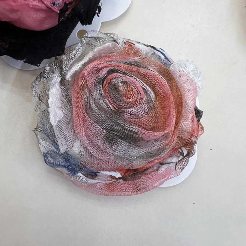 14cm 3D Organza Flowers DIY Silk Flower Lace Patches Applique Wedding Dress Accessories Gradient Lace Trim Sewing Accessories