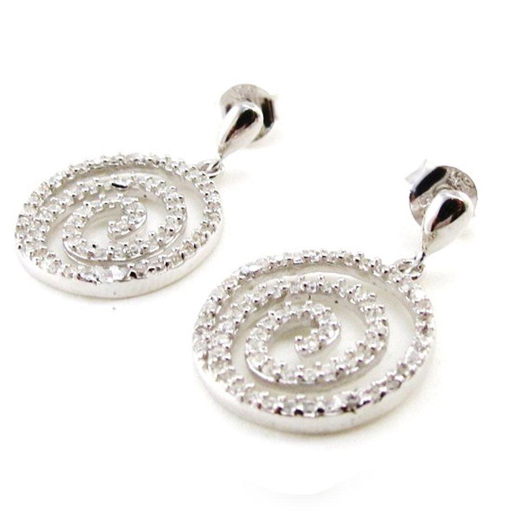 Les Trésors De Lily [J0187] - Boucles Argent 'Déesse' Blanc argenté (rhodié) - 23x15 mm