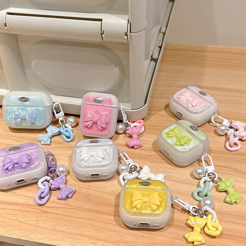 Airpods 3 /4 Generation Bow Pearl Apple Bluetooth Headset Cover For Airpods Pro Epoxy Protective Case