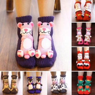 1 Pair Knitted Animal Socks Autumn Winter Thick Warm Knitting 3D Animal