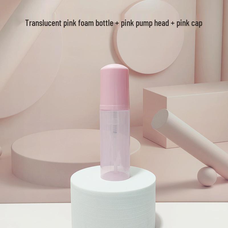 Pet Translucent Pink Press-to-Foam Refillable Cleanser/Mousse/Toothpaste Bottle, 60ml