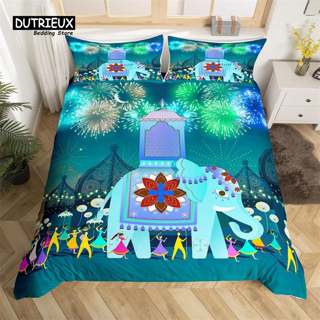 Comforter Elephant Feather Bohemian Mandala Bedding Set Single Twin King Microfiber Exotic Animal Tree Of Life Comforter