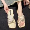 Sandals Half Drag Women's Summer Wear New Versatile Design Flat Bottom Women's Slippers Silver