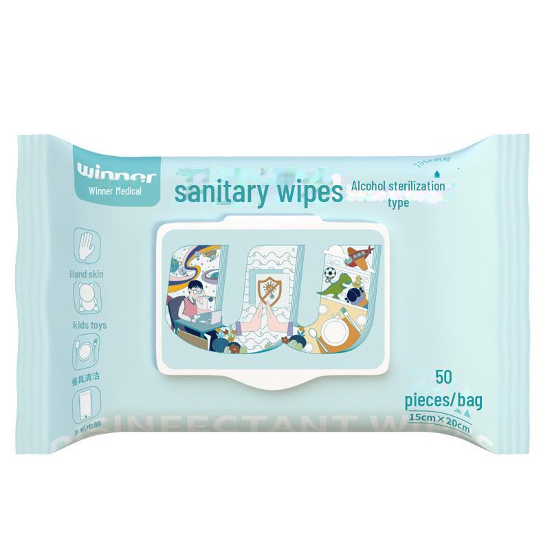 Winner Tragbare Desinfektions-Feuchttücher mit 75 % Alkohol
