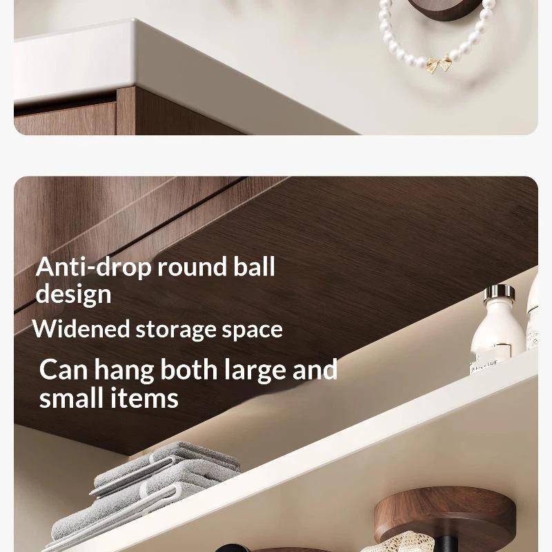 Ganci Murali Autoadesivi in Legno di Noce Robusti Senza Foratura per Bagno Camera da Letto Appendere Cappotti Asciugamani Borse