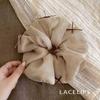 Korean Style Sweet Bow Fluffy Mesh Hair Tie for Women's Bun