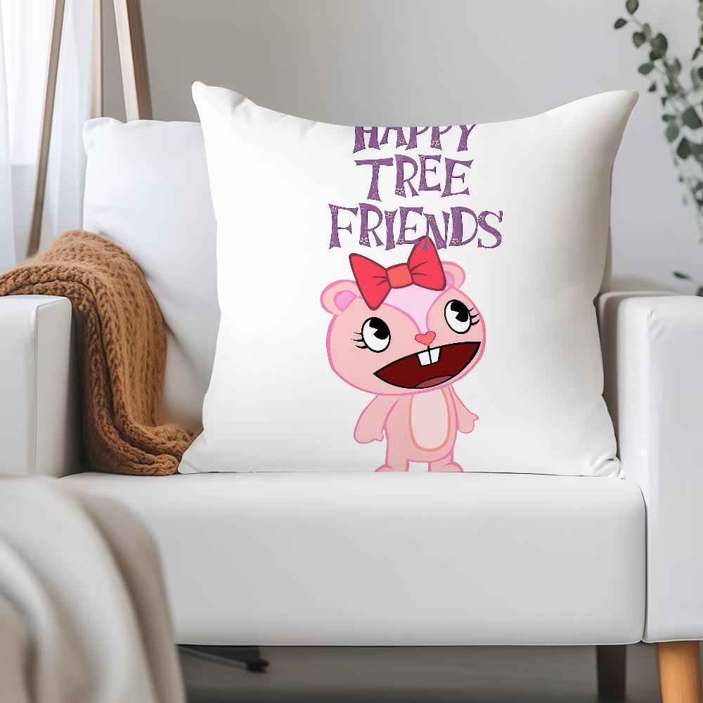 Anime Happy T-tree Friends Pillow Case Applicable Space For Guest Rooms Interiors Cars Office House Decoration