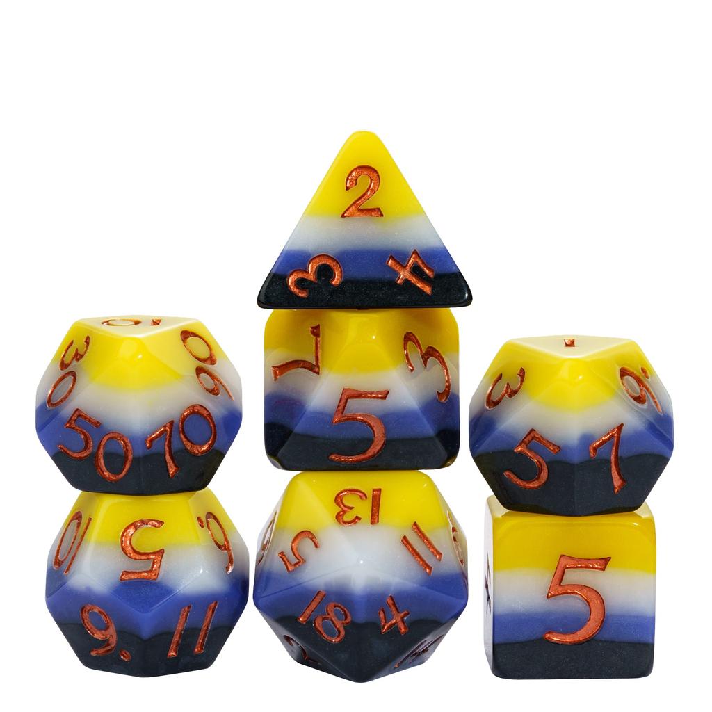 Cusdie 7Pcs Pride Flag Dice DND Trans-Pride D&D Dice Multicolor D4-D20 Polyhedral Dice Set for Role Playing Game Board Games