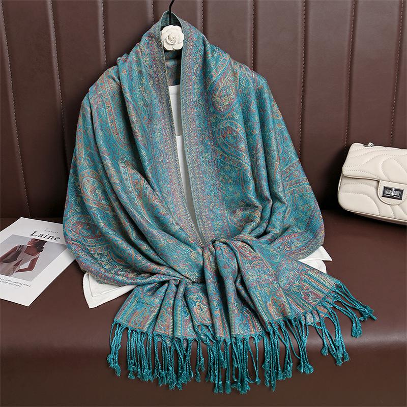 Women Paisley Scarf Cashmere Feeling Pashmina Shawls Tassel Hijab Head Wraps Femme Winter Scarves Foulard Bufanda