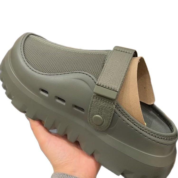 In the summer of 2025, the new thick-soled heightened one-pedal Velcro sandals are breathable and light, and the beach women's shoes are worn outside.