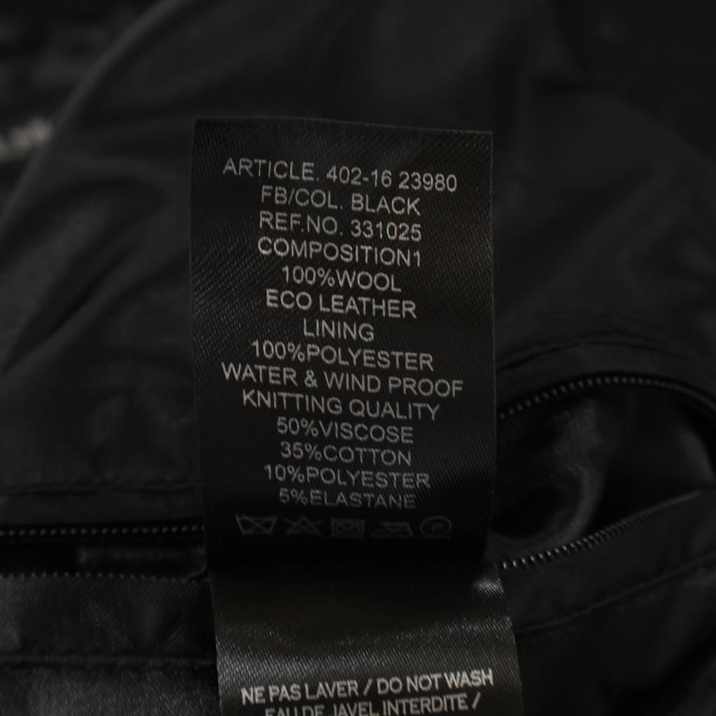 BALMAIN [Excellent Condition] 331025 Wool and Leather Switch Logo Stadium Jacket/ Jacket 54 blackUsed