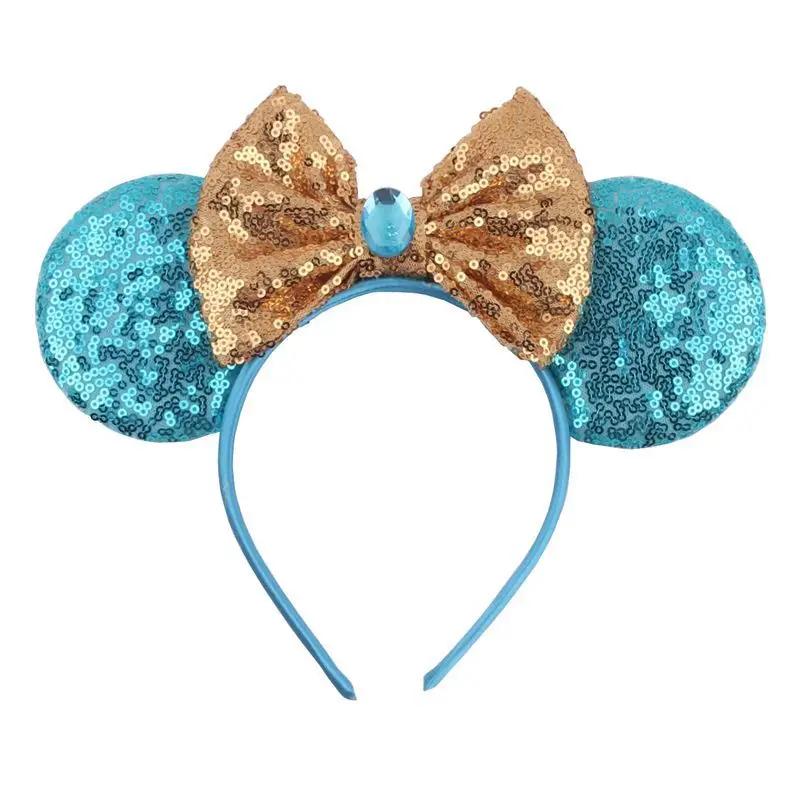 9.5 CM New Cute Glitter Crown Hairband Sequins Bows Mouse Ears Headband Kids Festival Party Cosplay Headband