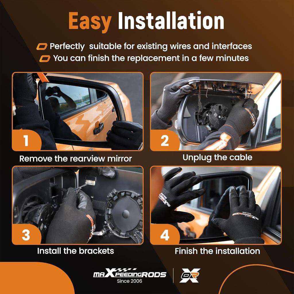 maXpeedingrods Passenger Side Power Heated Mirror Glass Replacement for Toyota RAV4 2013-2018, for Toyota Tacoma 2016-2021, with Blind Spot Detection