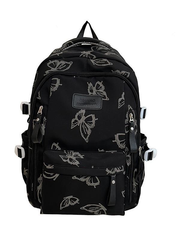 Sweet Butterfly Pattern Student Backpack With Padded Shoulder Straps For Education