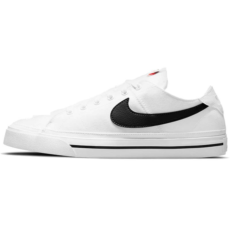 Nike Court Legacy Canvas White Black Swoosh  Sneakers  CW6539-101