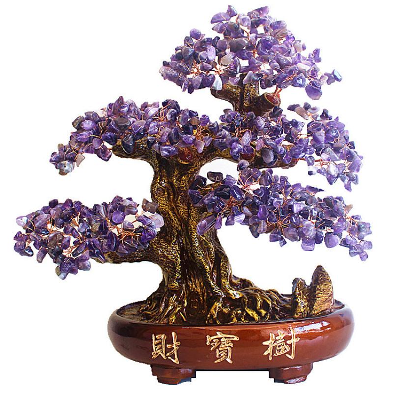 Chakra Crystal Tree with Healing Properties - Bonsai Feng Shui Money Tree for Wealth and Prosperity - 14" / 38cm