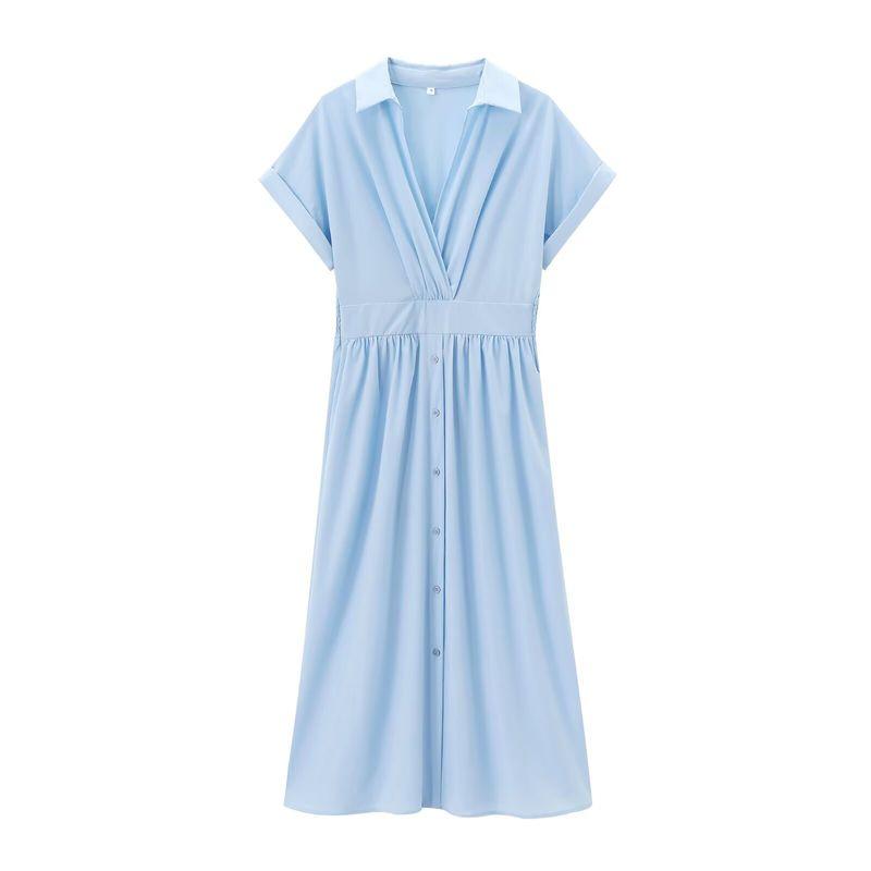 Jnleaog Autumn New Women's Clothing Fashion Style Sense of Design Shirt Style Midi Skirt Dress 3564083