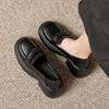 Thick-soled black wind small leather shoes wind student light mouth thick heel muffin women's shoes