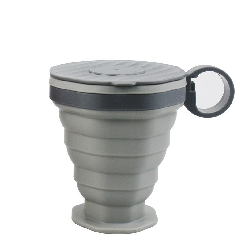 Silicone Folding Coffee Cup Portable Outdoor Folding Water Cup Travel Carrying Cup With Lid Mouthwash Cup For Camping And Hiking