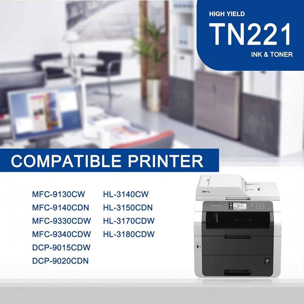 1 Pack TN221 Cyan Toner Cartridge High Yield Compatible TN221 Replacement for Brother HL-3140CW 3150CDN 3170CDW MFC-9130CW 9140CDN 9340CDW