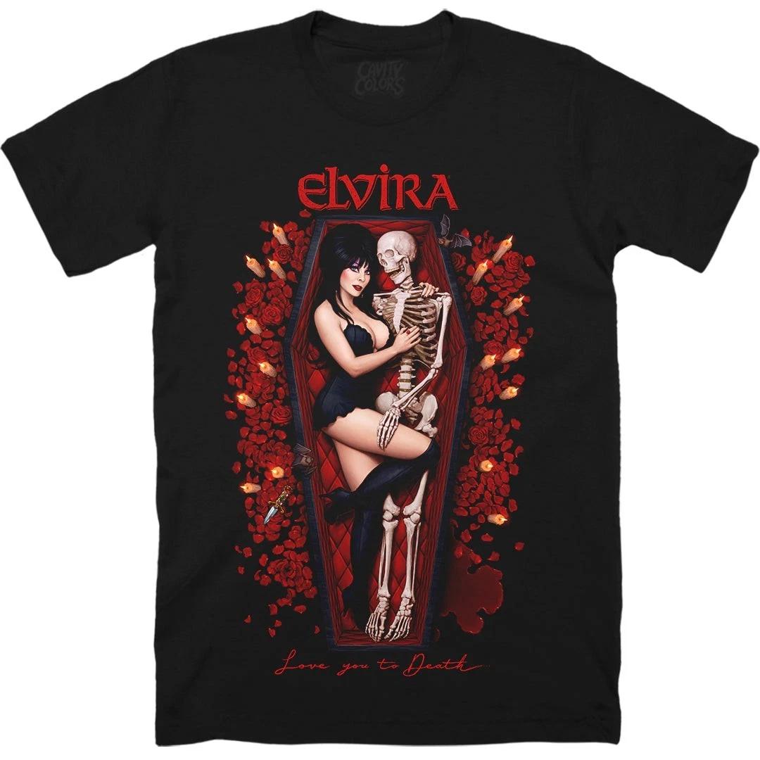 Elvira Love You to Death T-Shirt. Vintage Horror Movie Graphic Tee, Retro Gothic XL
