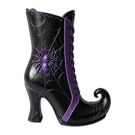 Halloween Themed Floral Display Vessel Witch Boot Vase, Gothic Spider Web Flower Vintage Style Vase for Autumn Decorative Table Centerpiece