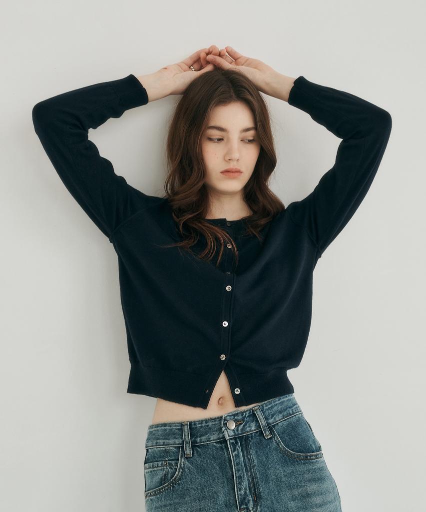 Lossyrow Round Button Cardigan Navy