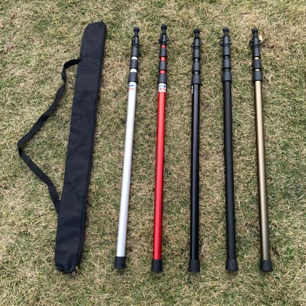 Tent Tarp Aluminum Set of Extendable Up To 4 Level Height New Telescopic Sliding Includes Lightning Protection Storage Bag Included Black Set of Pole,