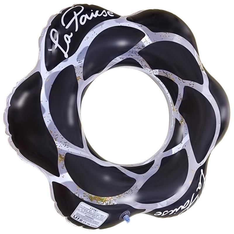 

Ring Swimming Childrens Inflatable Pvc Sequin Flower Petal Pattern Water Toy чорний