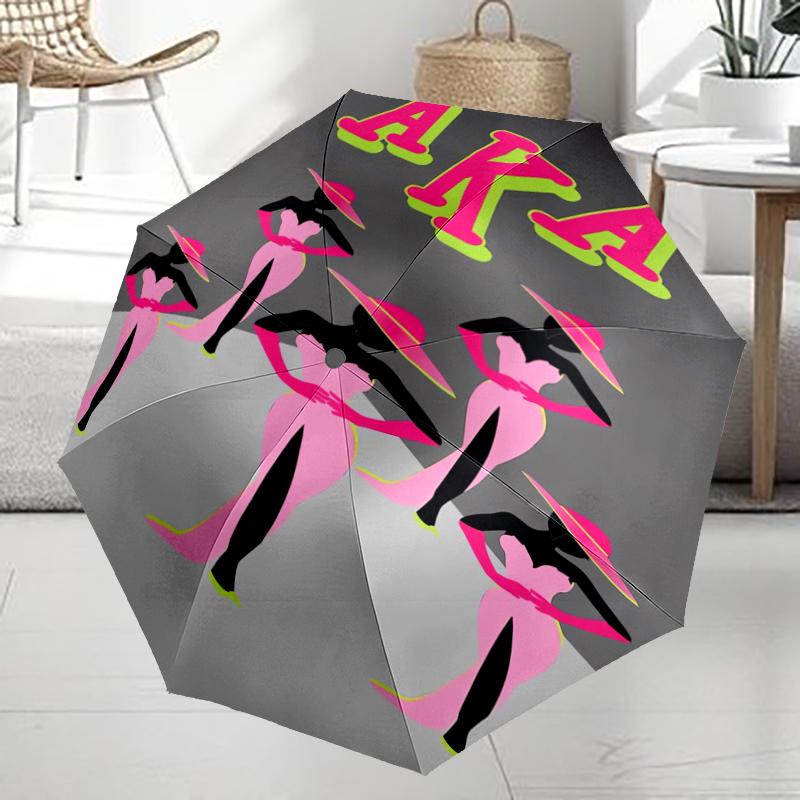 AKA Theme Automatic Umbrella, Lightweight & Portable, 8 Rib, Perfect for Outdoor Travel, Birthdays, Christmas, Gifts.