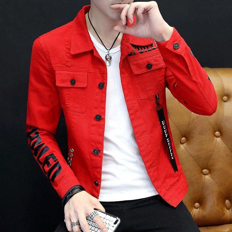 Men's Autumn 2026 Korean-Style Denim Jacket - Trendy, Handsome, Social Young Men's Fashion Z