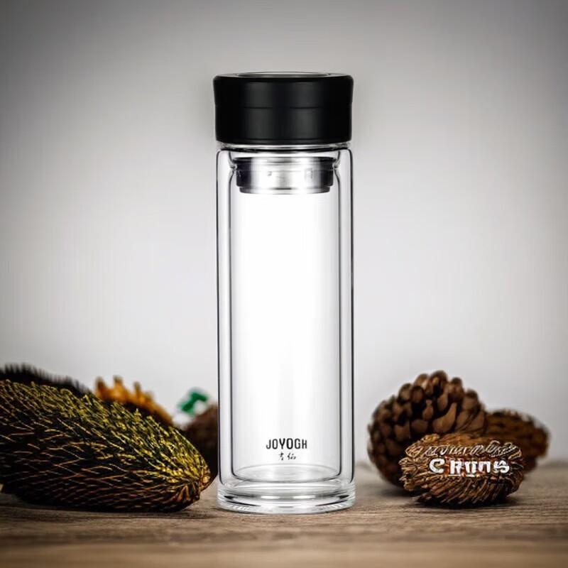 JOYOGH Insulated Double-Layer Glass Tea Infuser Cup