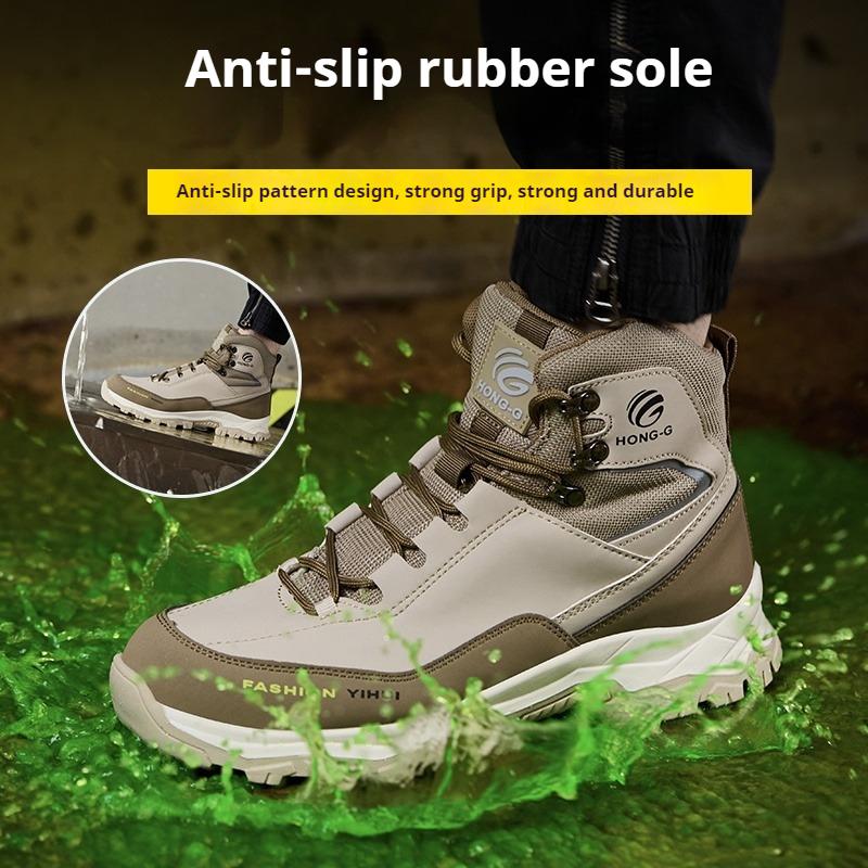 High Top Construction Site Safety Shoes with Steel Toe Anti Smashing Anti Puncture Industrial Boots Iron Work Shoes for Men