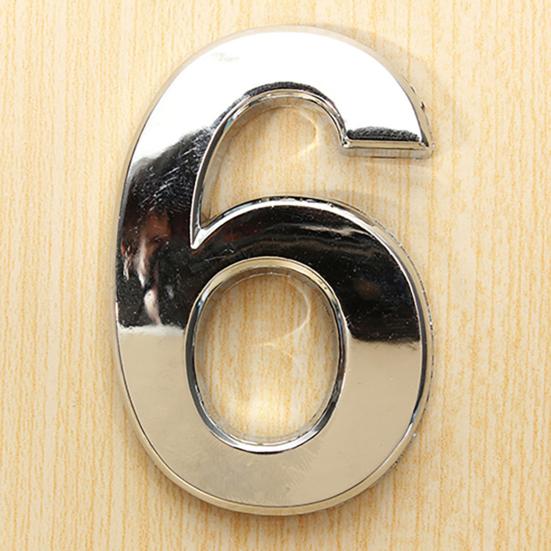 Digit Polished Number Sticker Plated Plate Pattern Nickel Sign Number Decal for Hotel
