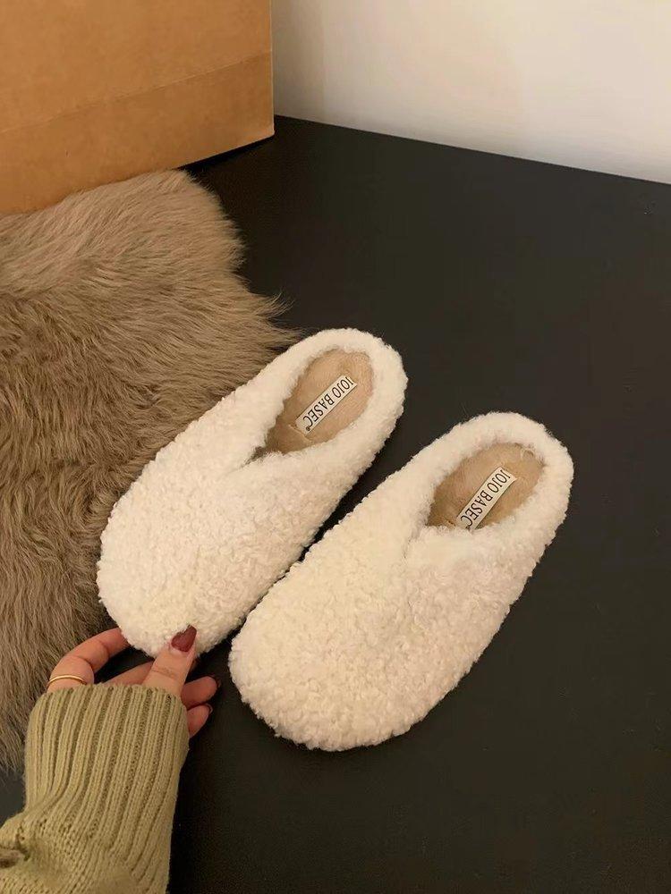 Mao Mao slippers women wear autumn and winter bag head half support shoes plush warm flats
