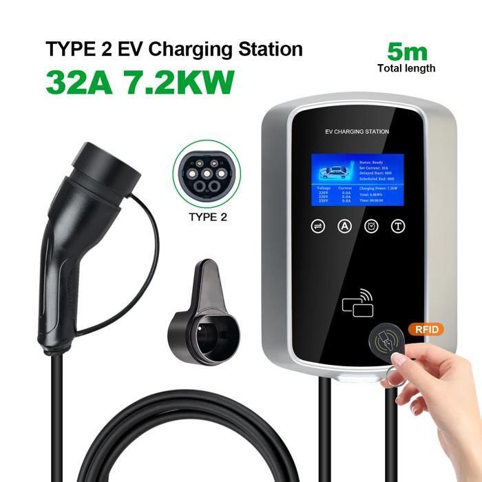 EV-Ladestation, Einstellbarer Strom, Länge 5M, 7,2KW, TYP2