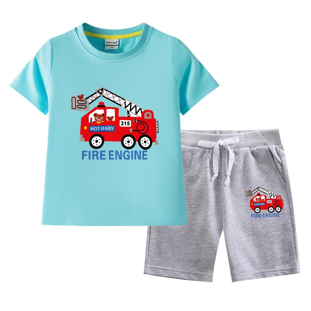 Boys' Summer 2023 Loose Short-Sleeve Shorts Two-Piece Set for Kids