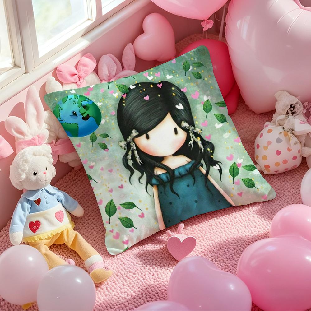 S-Santoro Gorjuss Cartoon Cushion Cover Pattern Printed Pillowcase for Living Room Sofa Cushion Cover & Bedroom Decor