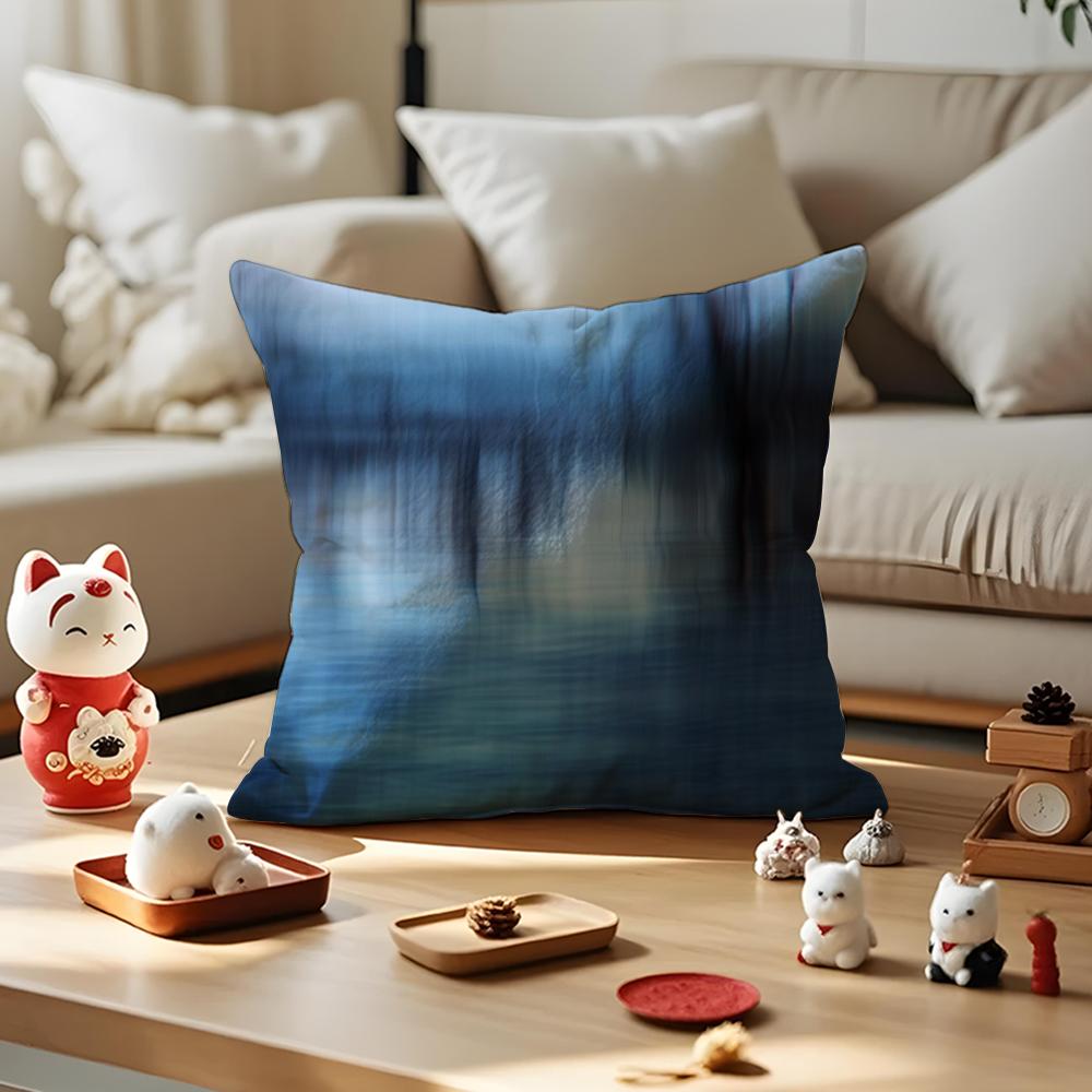 Blue Film Abstract Background Cushion Cover Antidustmite Pillowcase Invisible Zipper Silky Short Plush Sofa Cushion Cover 30X30cm
