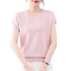 2026 New Style Women's Ice Silk Blouse - Fashionable Batwing Short Sleeve Round Neck for Middle-Aged & Elderly
