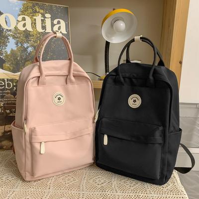 Mochila para meninas estudante do ensino fundamental bolsa escolar feminina maré grande capacidade cor sólida nylon bolsa de mão