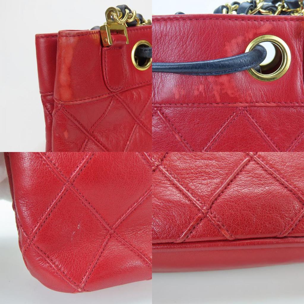 Used CHANEL Shoulder Bag Bicolole Chain lambskin Red Mini bag