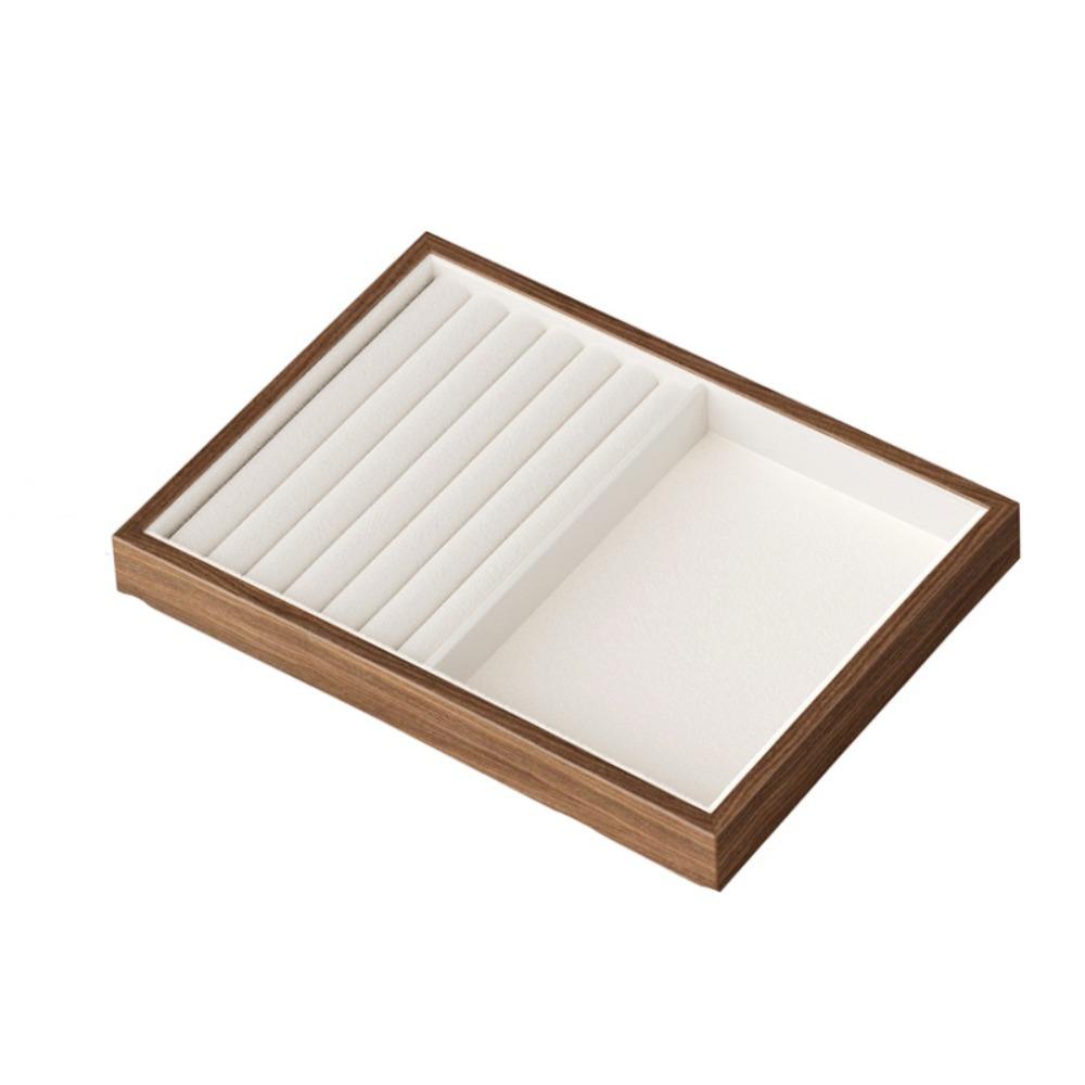 Velvet Ring Earring Holder Exquisite Jewelry Display Tray Multipurpose Wood Rings Tray  Desk