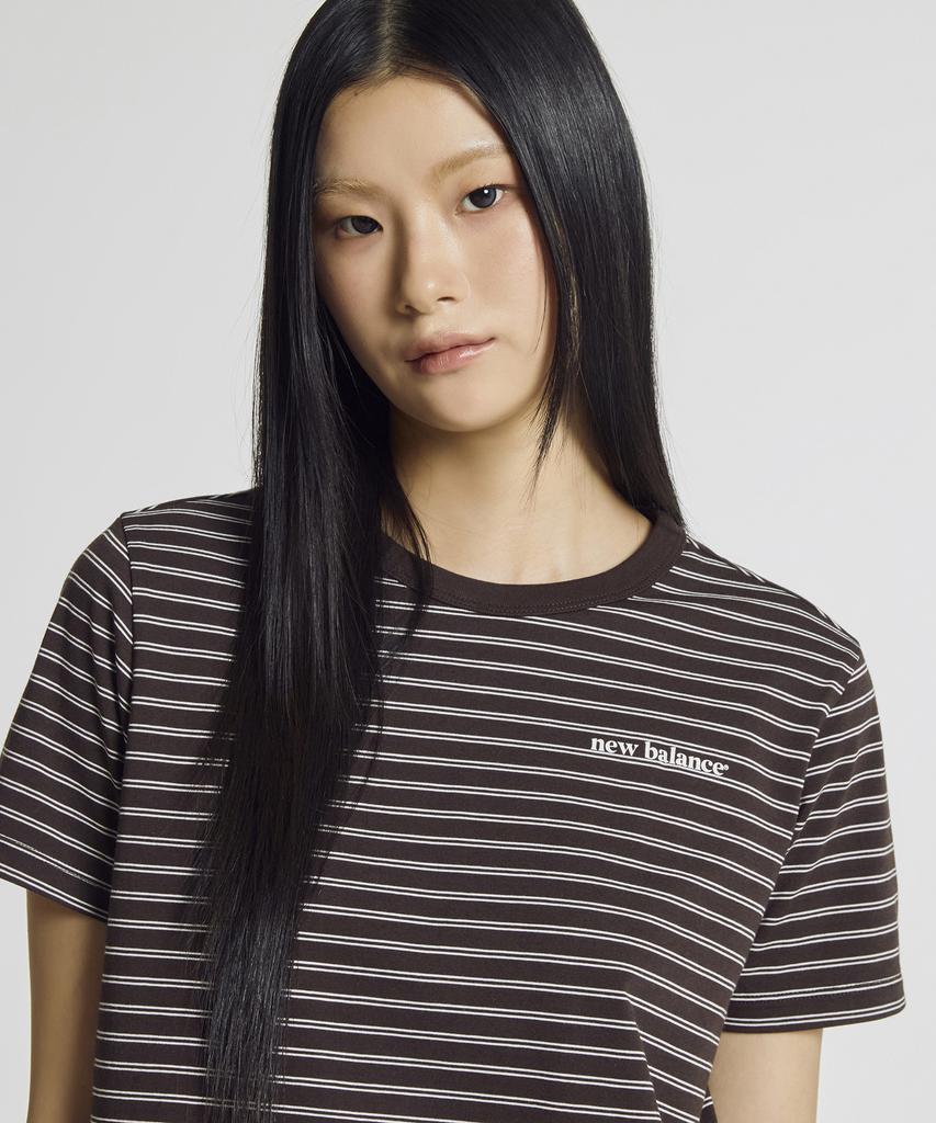Nyuballanseu Nbneg2W422 / Women Essential Basic Striped Short Sleeve T-Shirt (Brown)