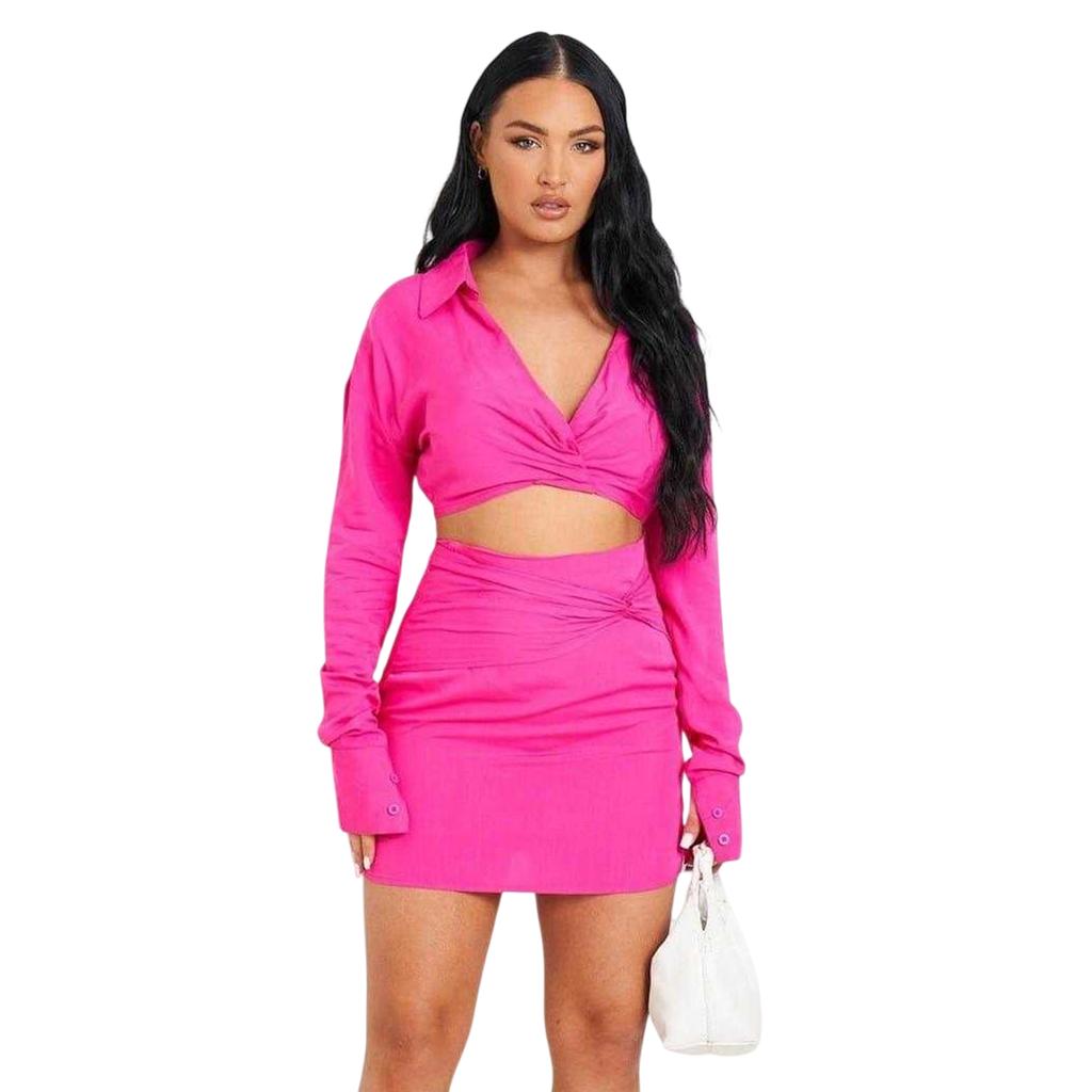 Missy Empire Womens/Ladies Twist Linen Fitted Mini Skirt