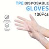 100-Piece Premium Tpe Disposable Gloves - Clear, Food Grade, Thickened for Durability, Anti-Static - Perfect for Kitchen