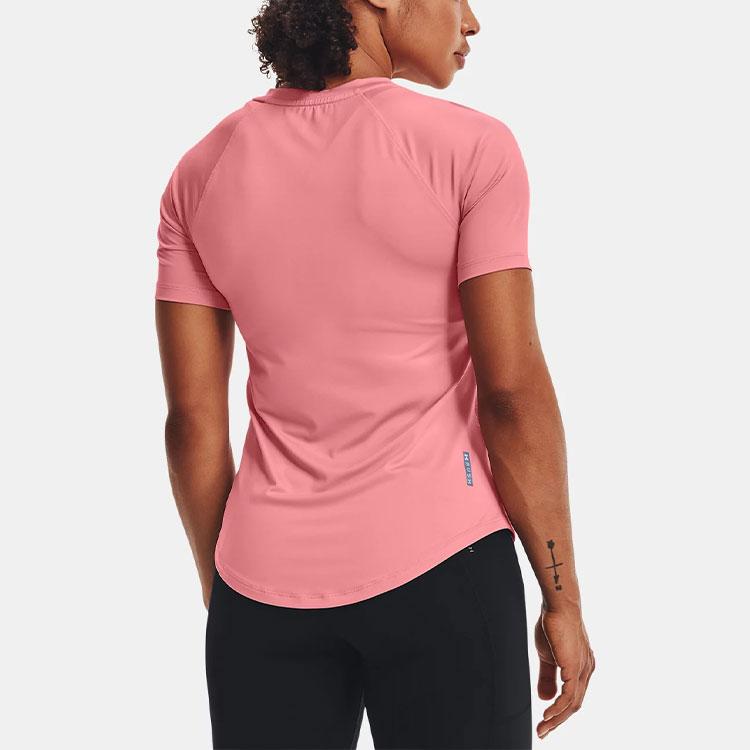 Under Armour Training Solid Slim Fit Straight T-Shirt Women Tops Pink 1368366-663