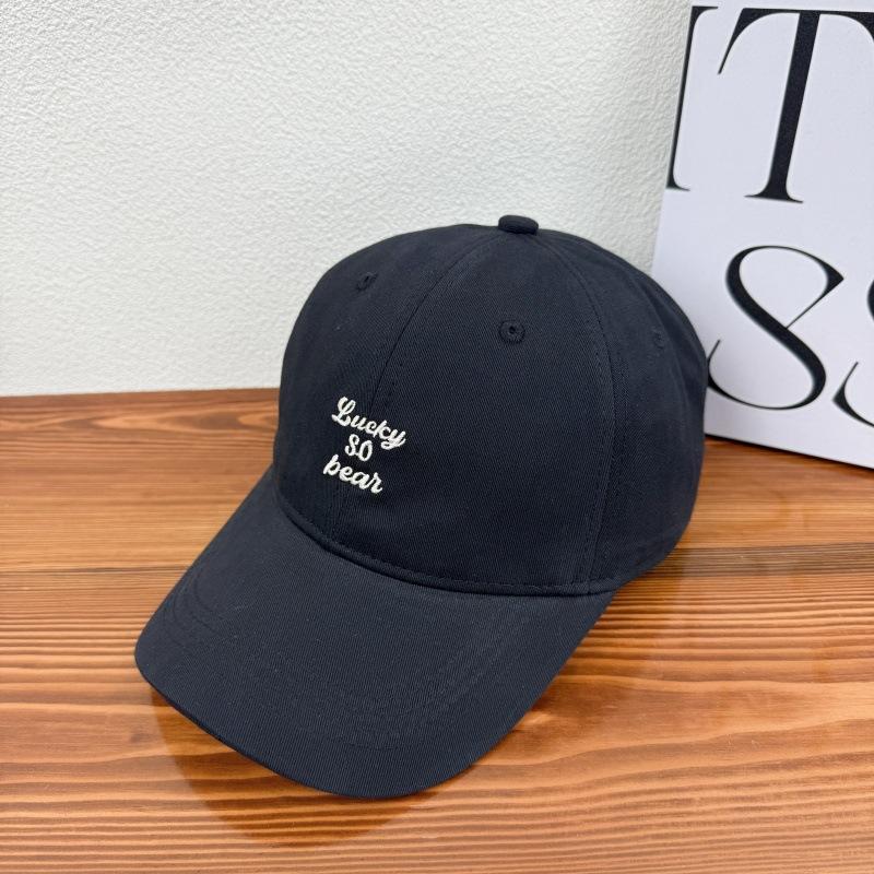 Letter Embroidered Baseball Cap Women's Face Showing Small and Versatile Sun Protection Baseball Cap Big Head Circumference Soft Top Hat Trendy