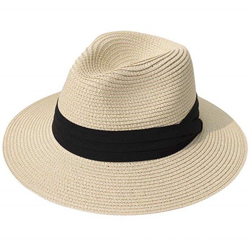 Women's Straw Hat Panama Star Top Hat Sun Shade Foldable Couple Hat Beach Hat